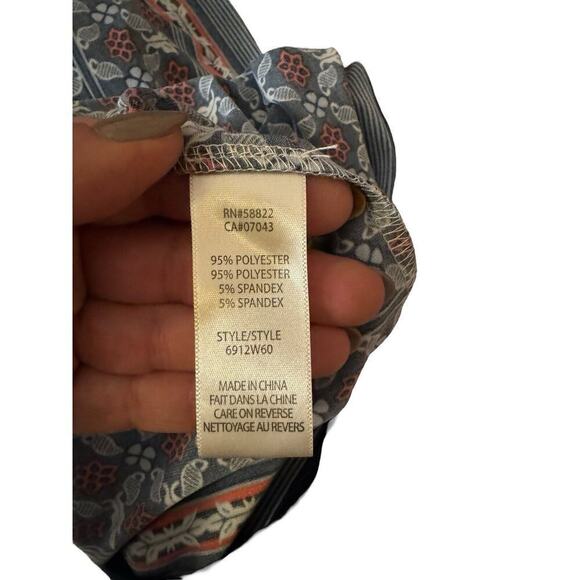 Max Studio Geometric Shift Dress Small Red Blue Print Open 3/4 Sleeve - Picture 9 of 9